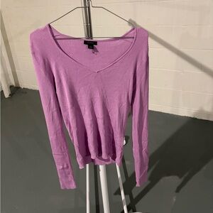 NWOT Halogen Lavender Long Sleeve Ribbed Top Large